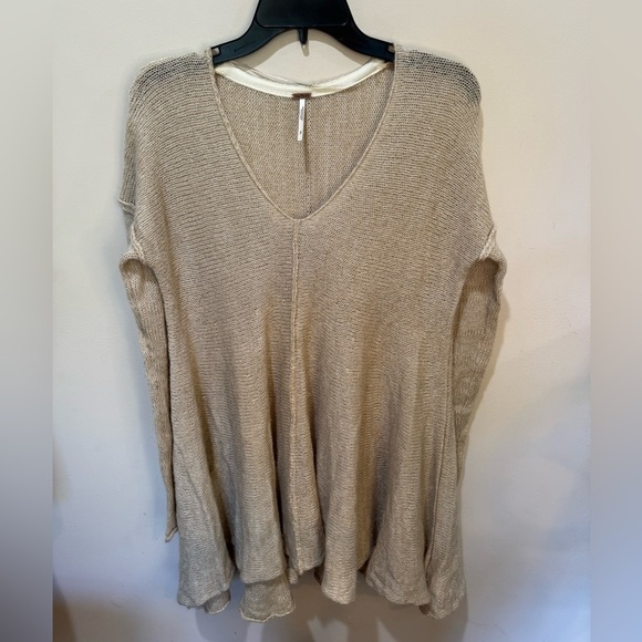 FREE PEOPLE oatmeal tunic sweater dress Dancing in the Forest Sweater‎ sz Small - Picture 3 of 8